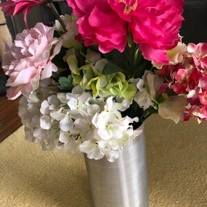 Artificial Floral Arrangement in Pink, White & Green Yellow and Greenery